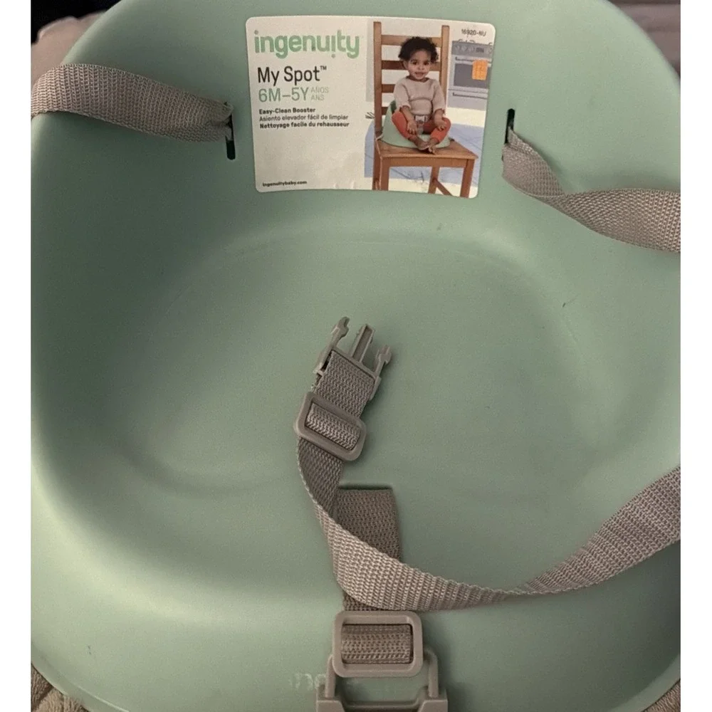 Booster Seat Toddler Ingenuity My Spot Sage Green Easy-Clean 3-Point Harness